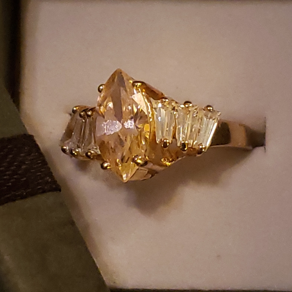 Marquise cut Pink Saffire sterling silver ring size 6
